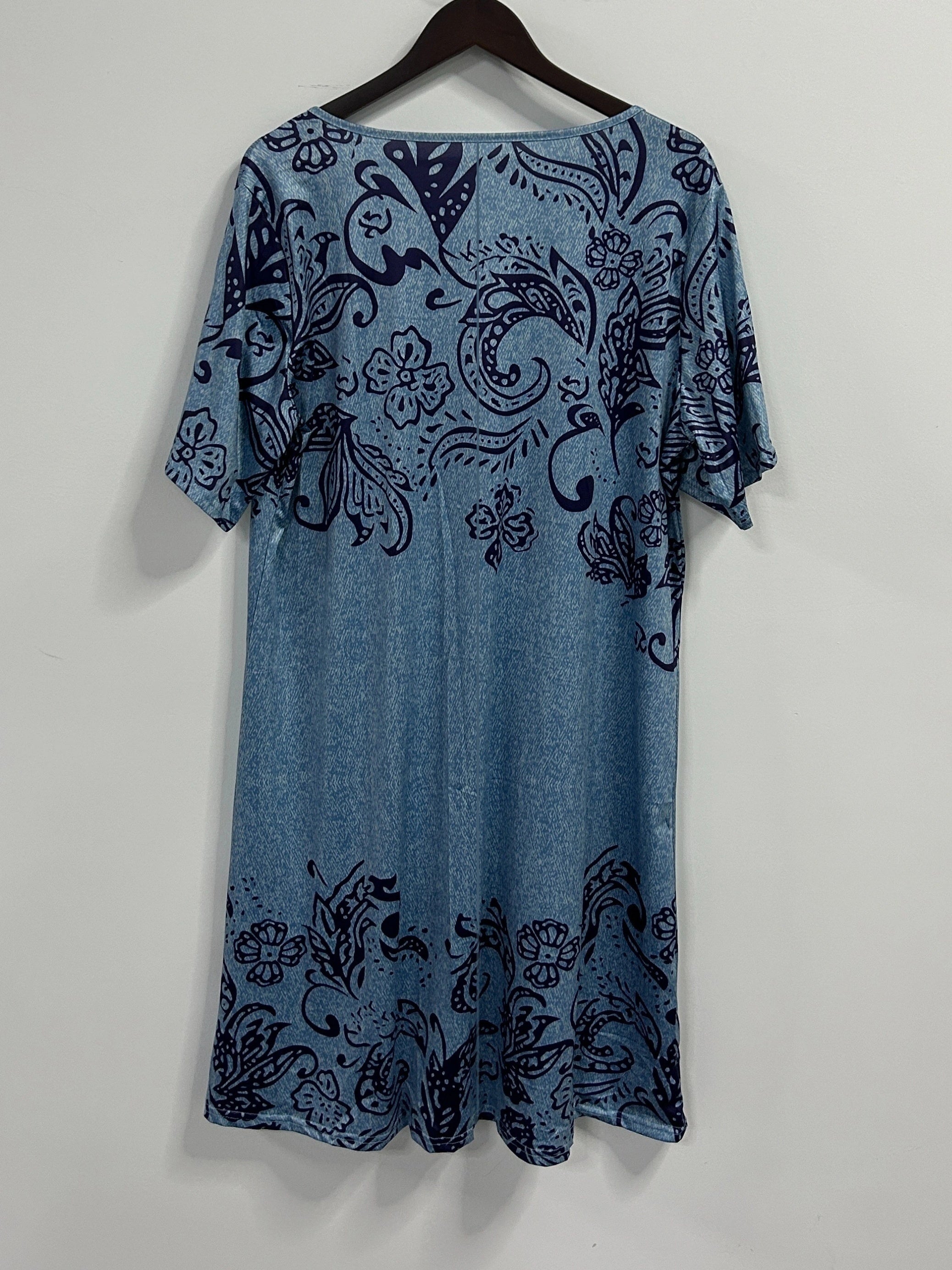  Boho Dress Women's Plus Floral Print Short Sleeve V Neck Dress