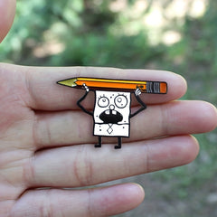 Cartoon Pencil Brooch with Paint Drips