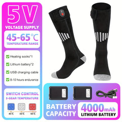 USB Rechargeable Heating Socks Infrared Heated Boots for Outdoor Winter