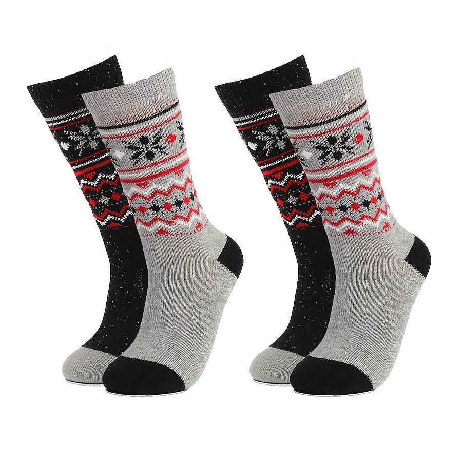 2 Pairs Floral Print Mid Tube Socks Women's Stockings