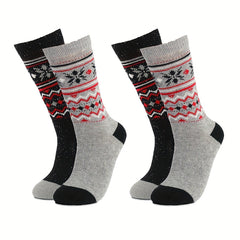 2 Pairs Floral Print Mid Tube Socks Women's Stockings