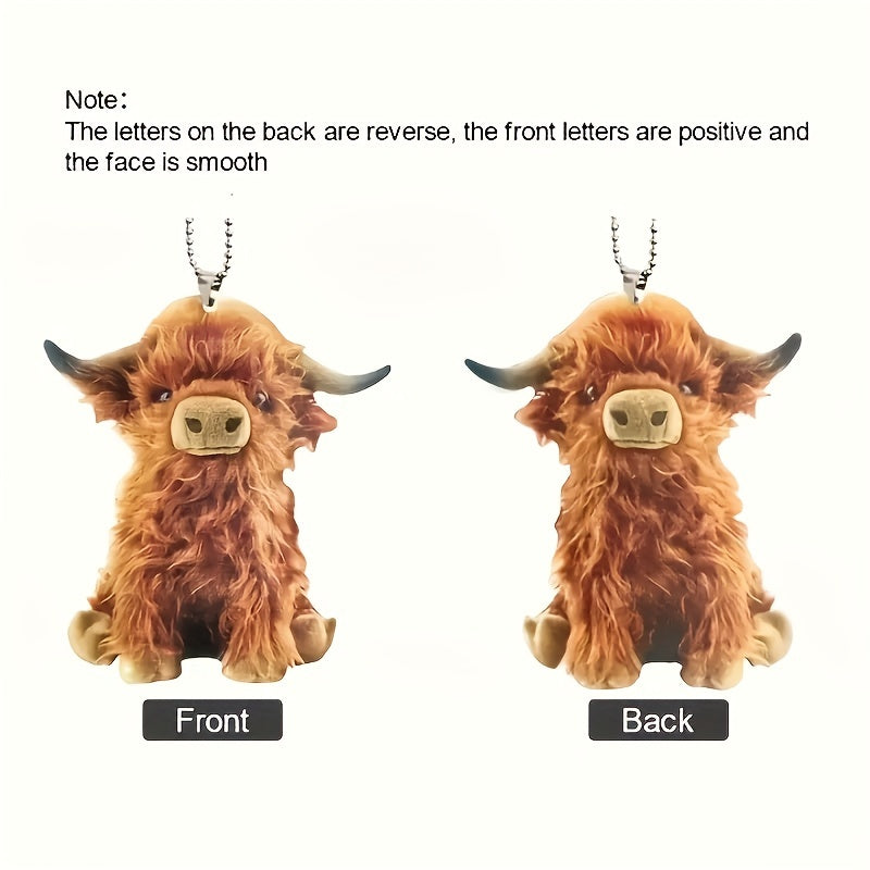 Highland Bull 2D Acrylic Car Pendant - Add Vitality to Your Car