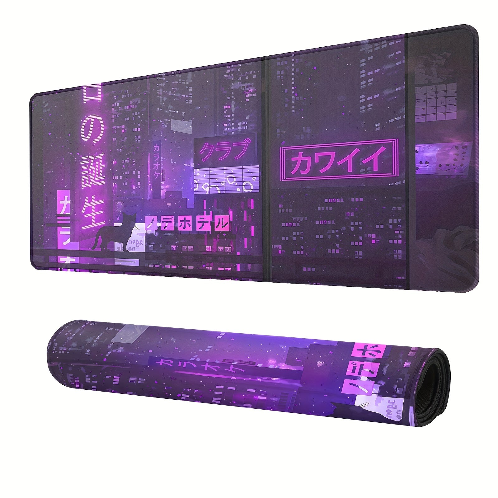 Cyber Vaporwave Gaming Mouse Pad XL Extended Large Mat Keyboard Stitched Edges