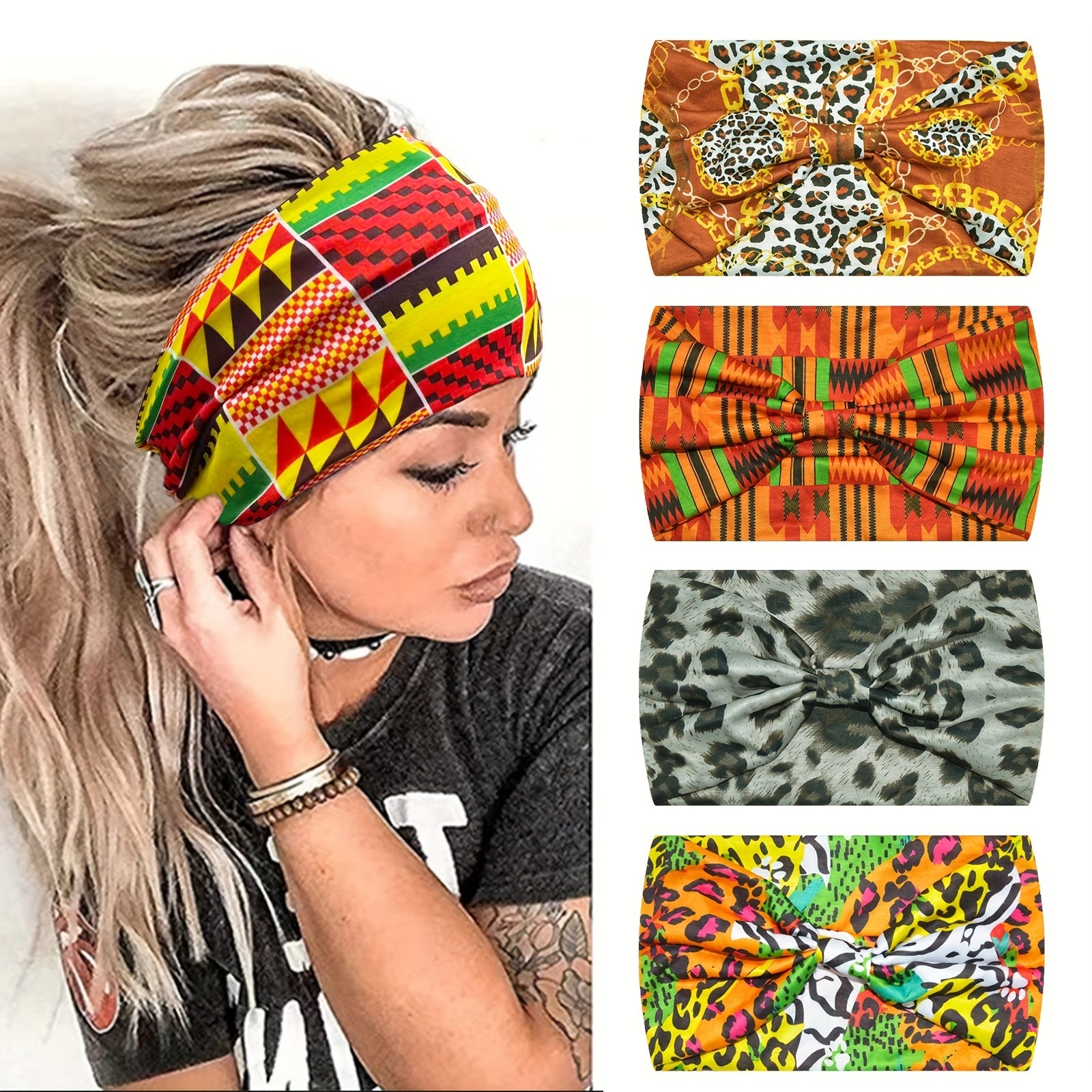 Boho Leopard Pattern Headband for Women Girls