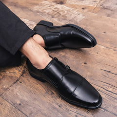 Men's Double Monk Strap Cap toe Loafers Dark Brown