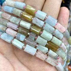31pcs Natural Stone Cylindrical Loose Beads DIY Bracelet Jewelry Accessories