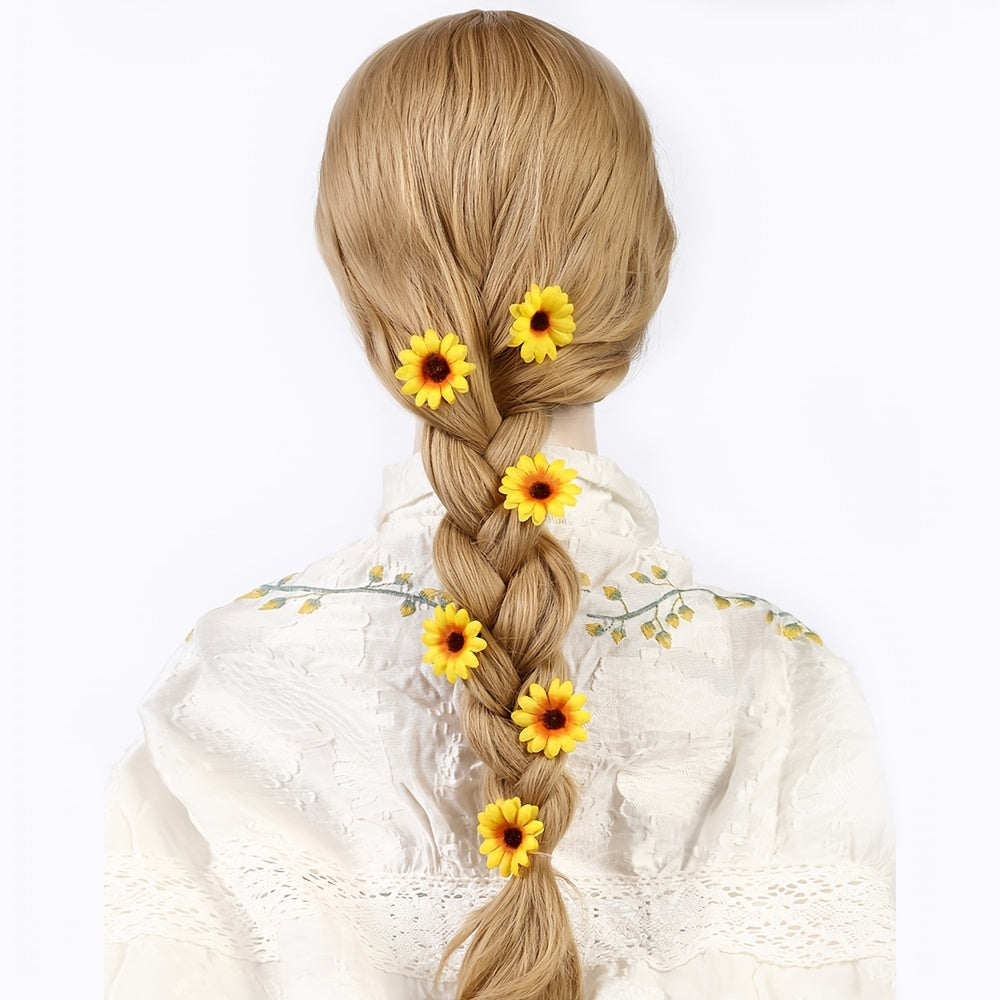 Sunflower Hair Clip Set Non Slip Duck Billed Flower Side Ponytail Accessories