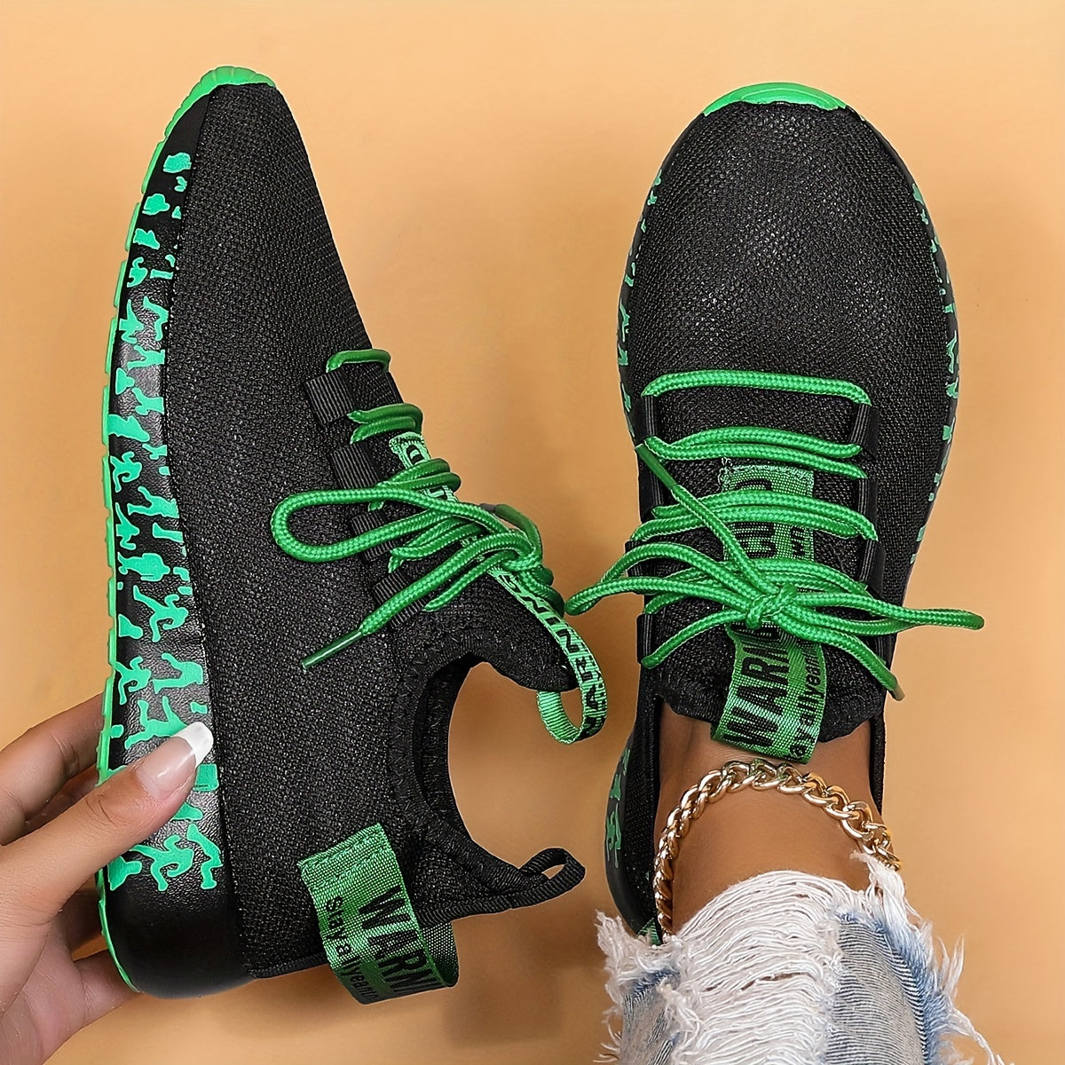 Women's Running Shoes Flying Woven Comfort Athletic Shoes Lace Up