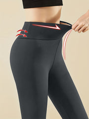 Fleece Liner Yoga Pants Slim Fit High Waist Mid Stretch Keep Warm Workout Pants