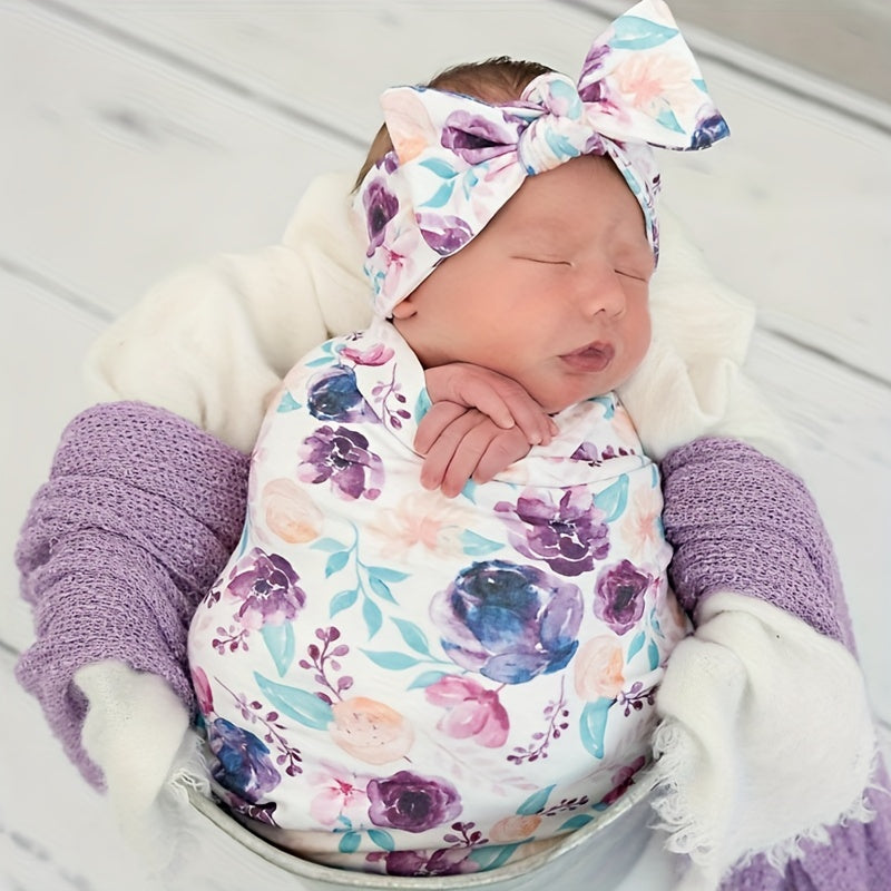 Newborn Photo Props Set Baby Stretch Sleeping Bag Hats Hairband
