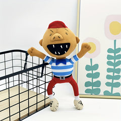 Naughty Boy Plush Toy Stuffed Animal Doll with Cheerful Smile & Red Shirt