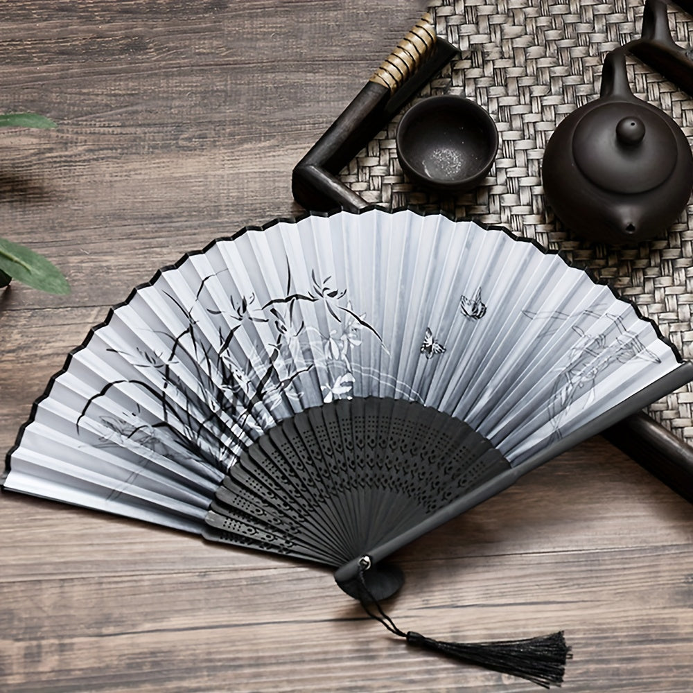 1pc Portable Retro Printed Folding Fan Chinese Style Folding Random