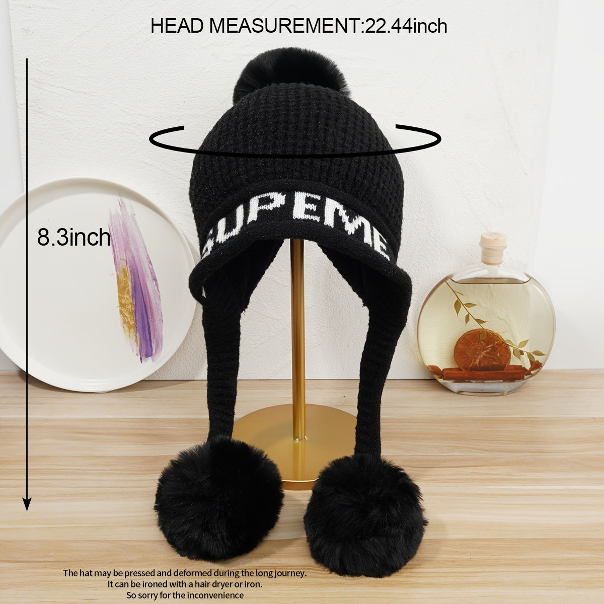 Women's Winter Pom Pom Knit Hat with Scarf