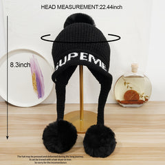 Women's Winter Pom Pom Knit Hat with Scarf