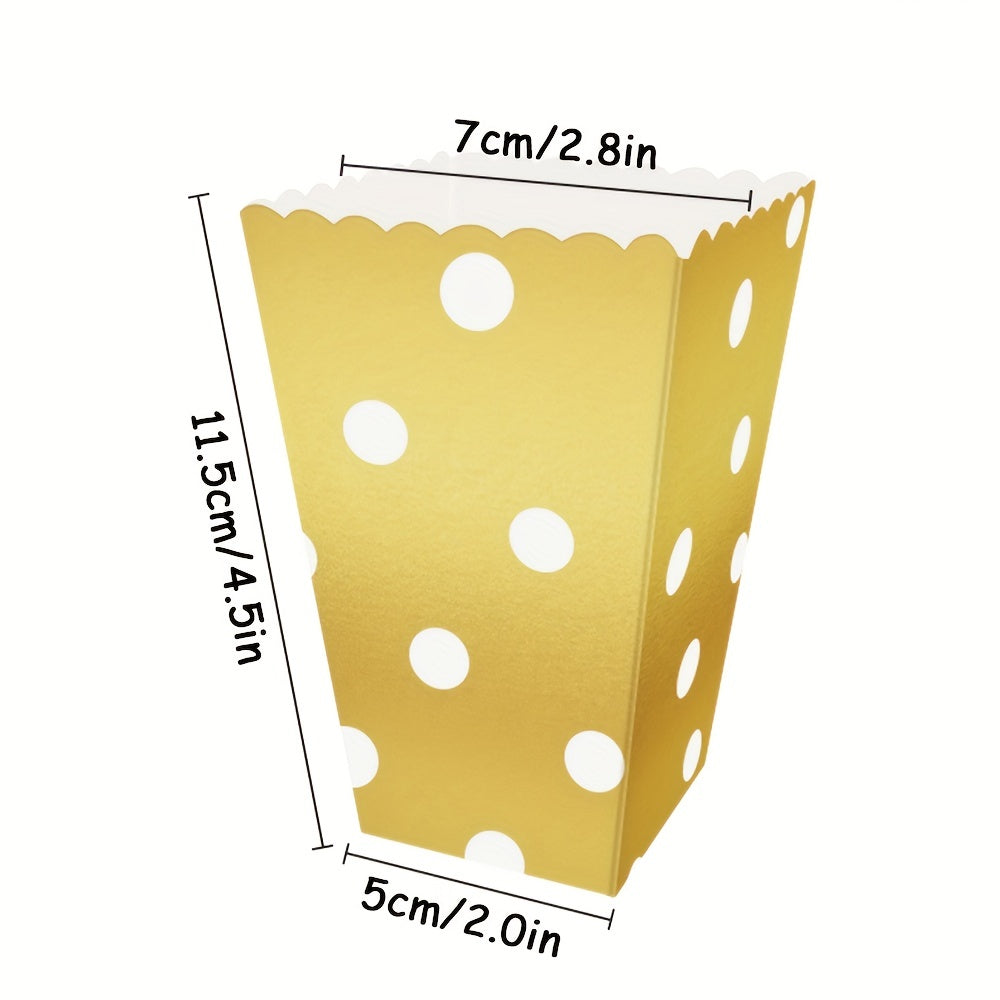 12pcs Dot Wave Striped Popcorn Boxes for Xmas Weddings Birthdays