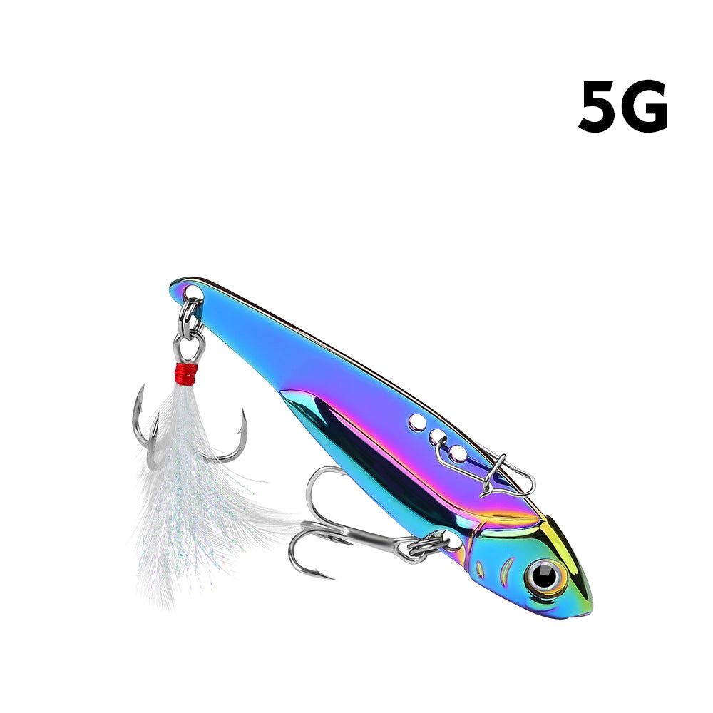 Reflective VIB Sequins Long Throw Lure with Feather Hook