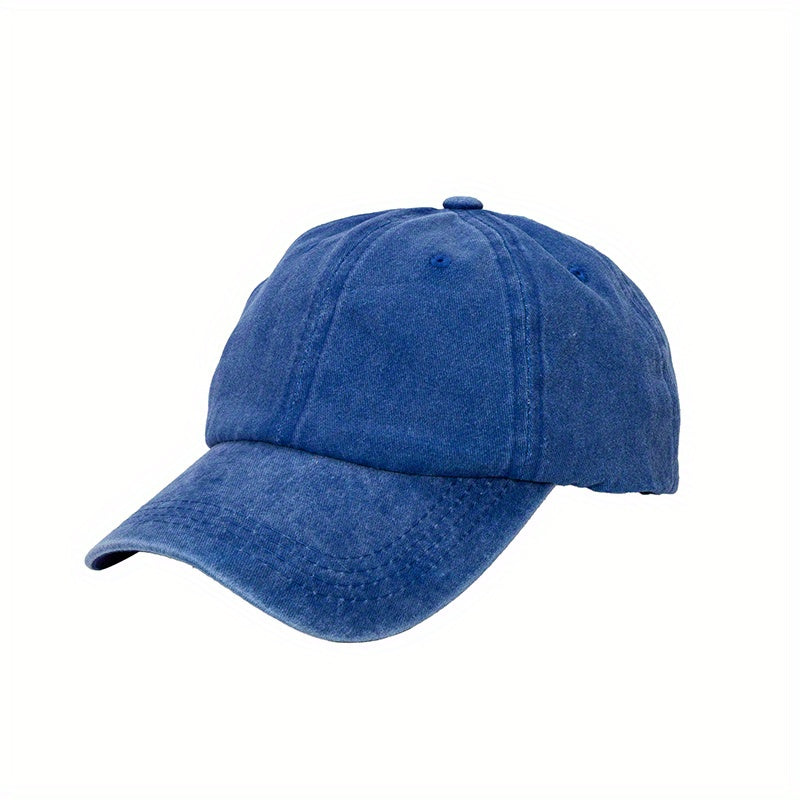 Washed Cotton Baseball Cap Retro Peaked Cap Solid Couple Cap