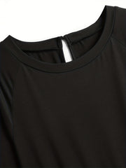 Solid Cinched Waist Jumpsuit Casual Long Sleeve Jumpsuit For Spring & Fall