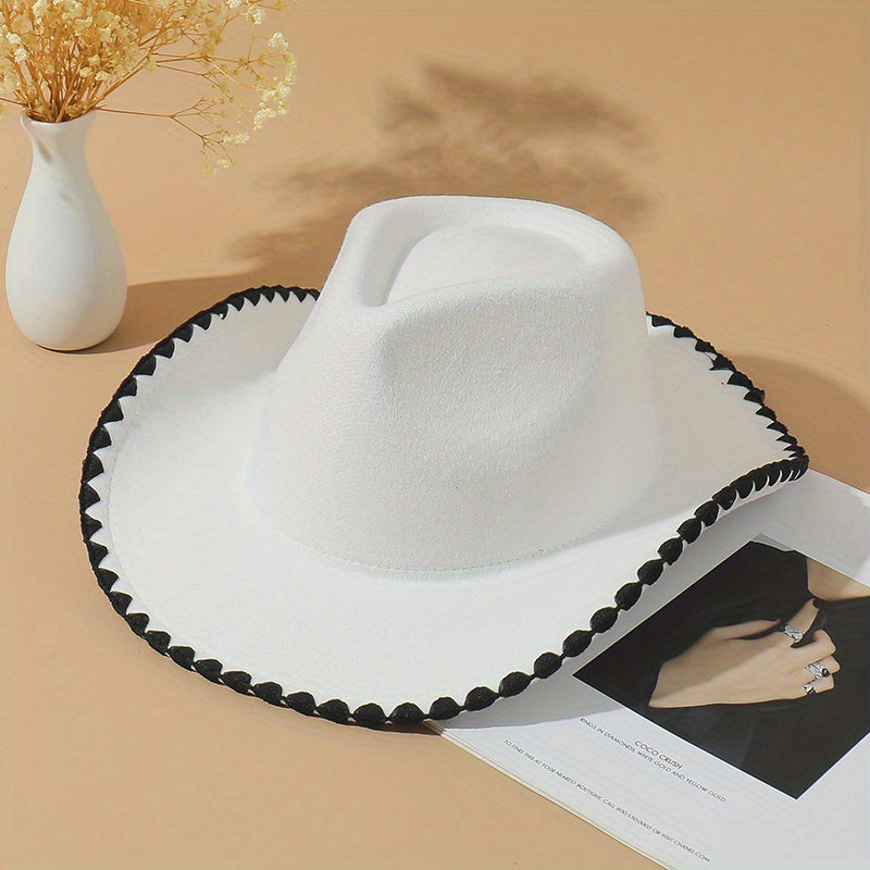Vintage Western Cowboy Hat Classic Fedora Cap Unisex Warm Felt Sun Hat