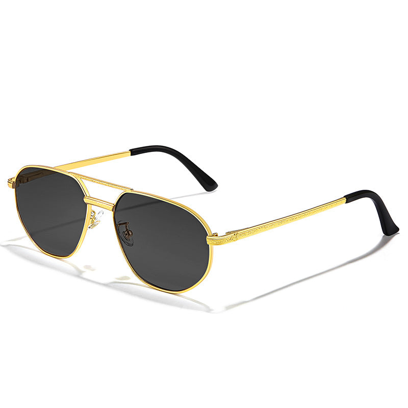 Men's Vintage Aviator Sunglasses Metal Double Girder Travel Glasses