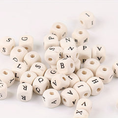 10mm Primary Square Letter Wooden Bead English Letter DIY Jewelry Material