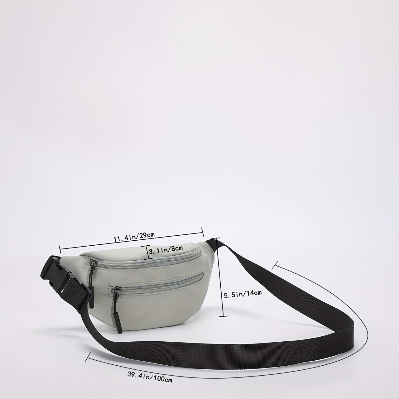 Casual Nylon Crossbody Bag Double Zipper Solid Small Bag