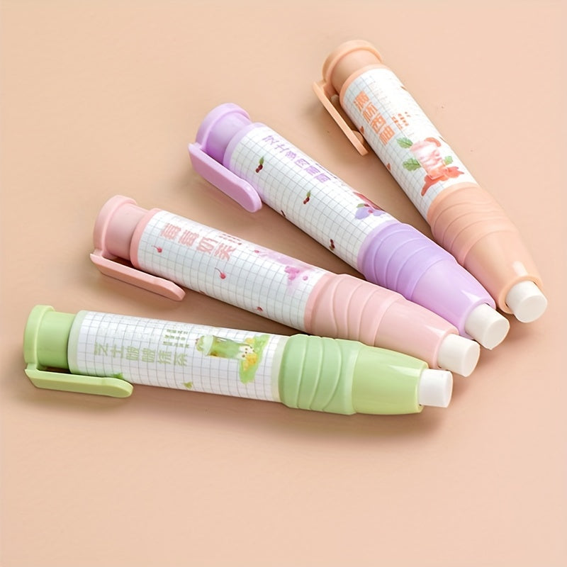 1pc Fruit Milk Tea Retractable Eraser Rubber Random Pattern School Supplies