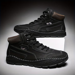Men's Casual Stitch Solid Low Top Lace-up Boots