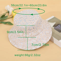 Flower Embroidery Bucket Hat Mesh Breathable Lightweight Sun Hats