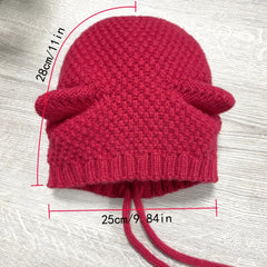 Cartoon Cat Ear Beanie Knit Hat for Women Men