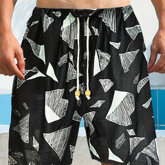 Stones Print Casual Drawstring Summer Pool Beach Shorts Men's Lounge Shorts