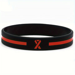 Firefighter Fireman Red Awareness Ribbon Silicone Bracelet