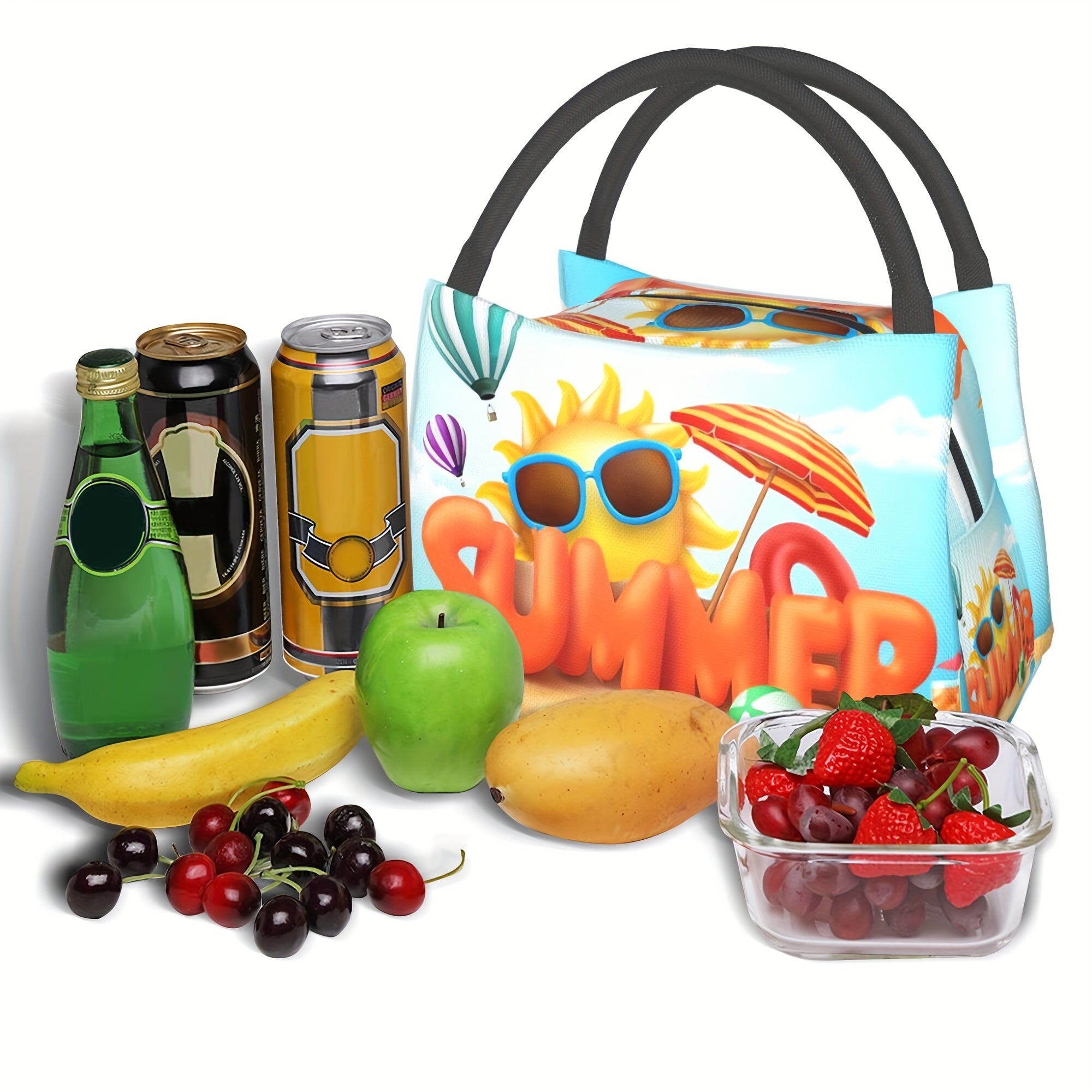 Summer Sun Pattern Reusable Refrigerated Bag Portable Insulated Bag