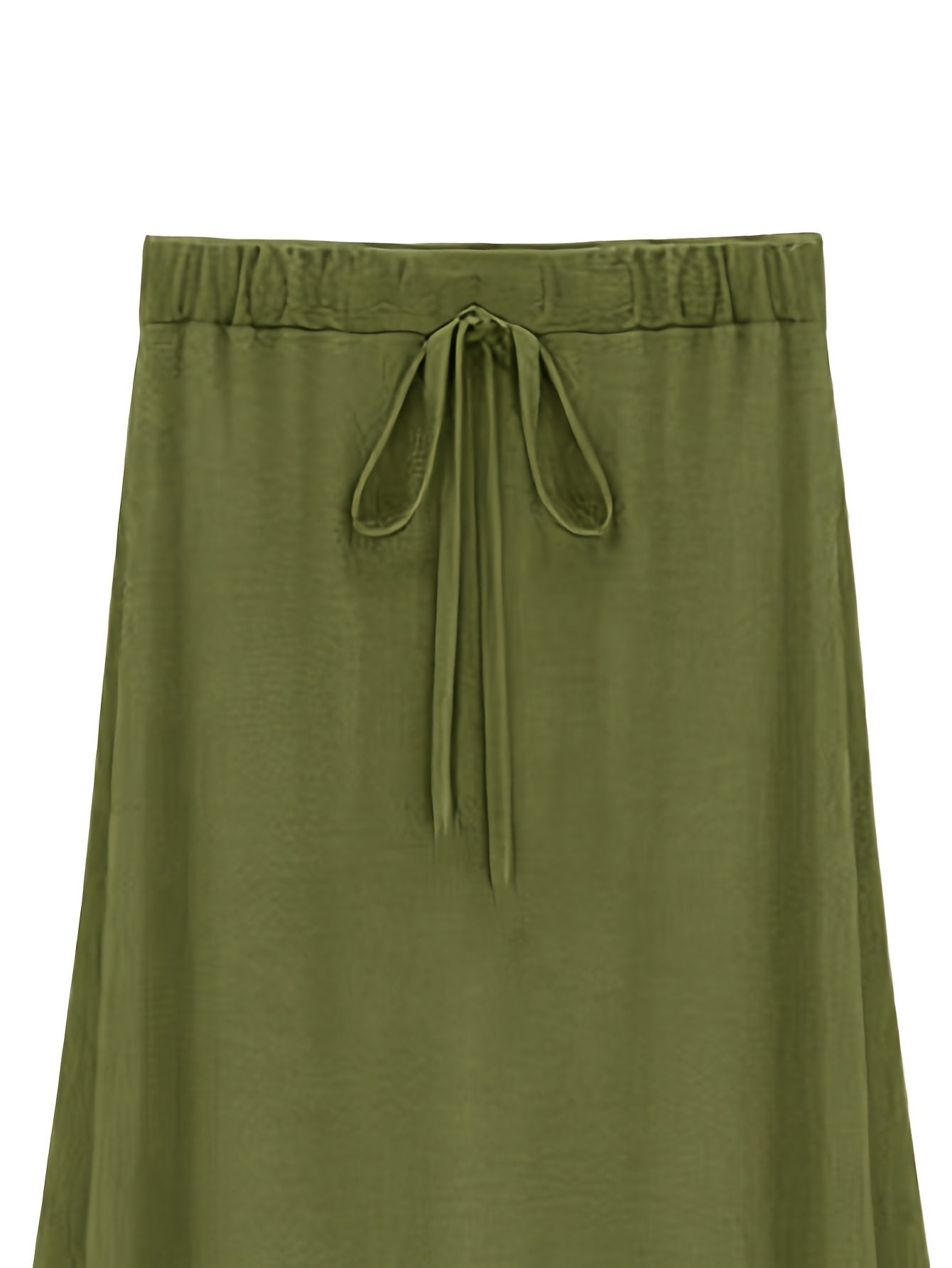  Solid Drawstring High Rise Maxi Skirt