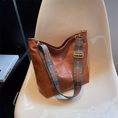 Women's Vintage Tote Shoulder Bag with Wide Strap Lightweight Hobo Bag