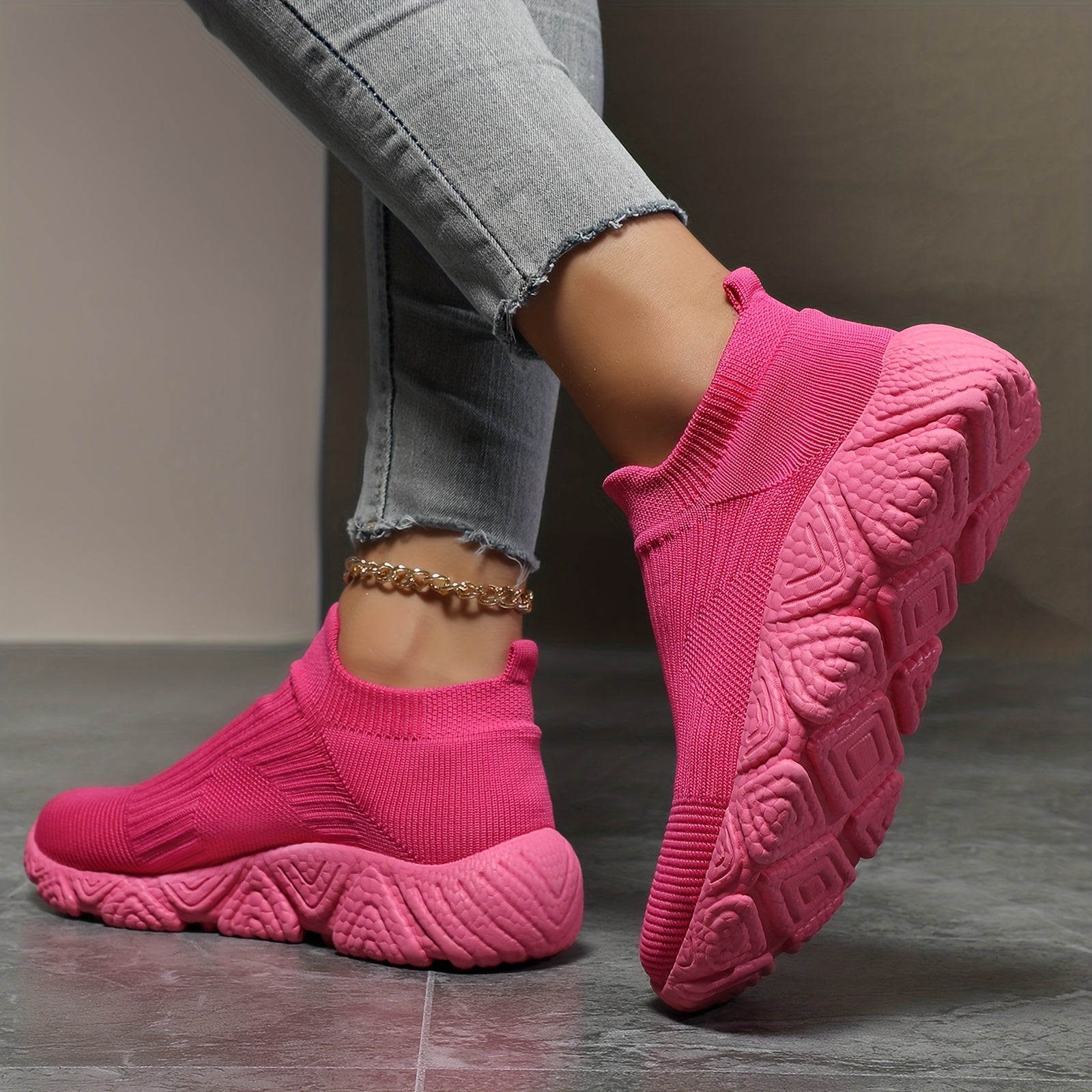 Women's Flying Woven Slip On Sneakers Lightweight Casual Walking Shoes
