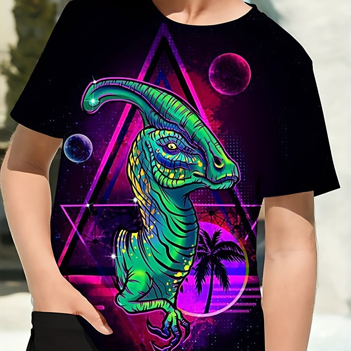 Colorful Dinosaur Graphic T Shirt for Boys - Perfect for Summer Outings