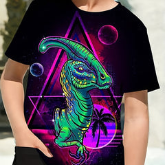 Colorful Dinosaur Graphic T Shirt for Boys - Perfect for Summer Outings