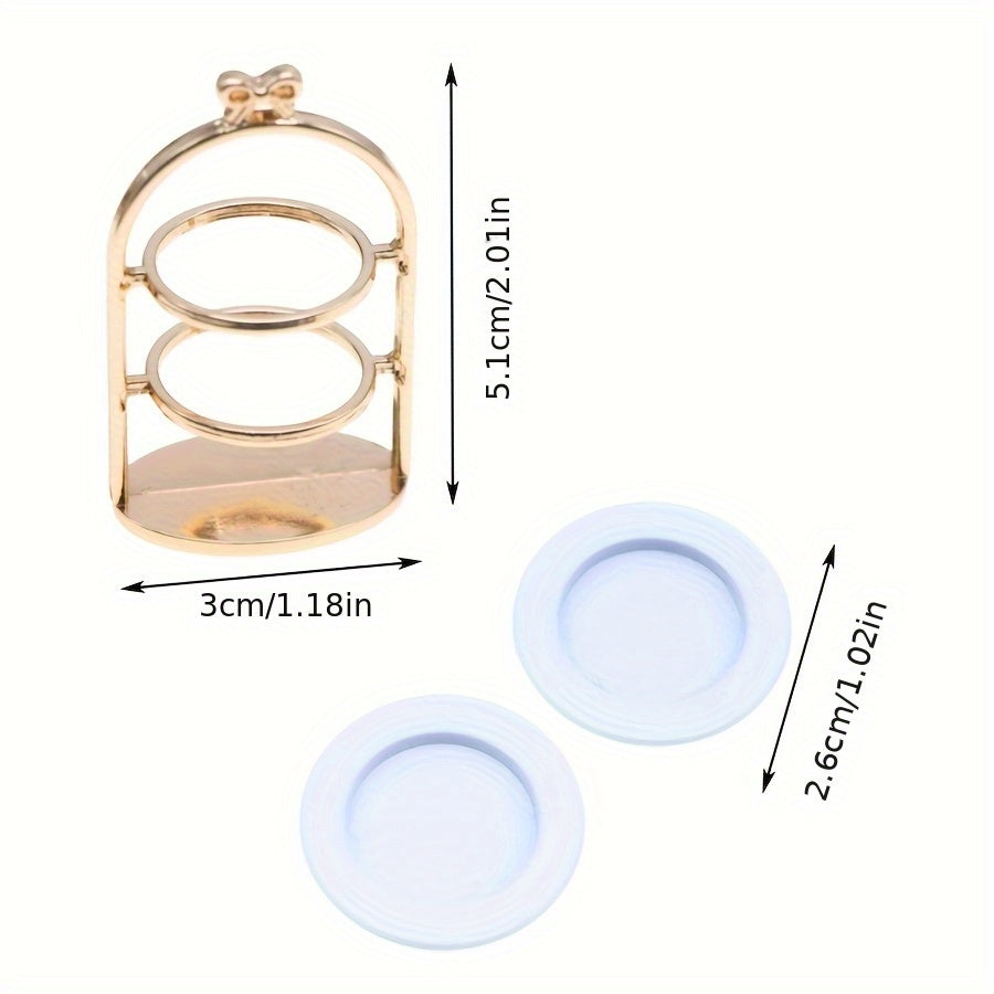 Metal Dessert Stand Golden Finish for Dollhouse