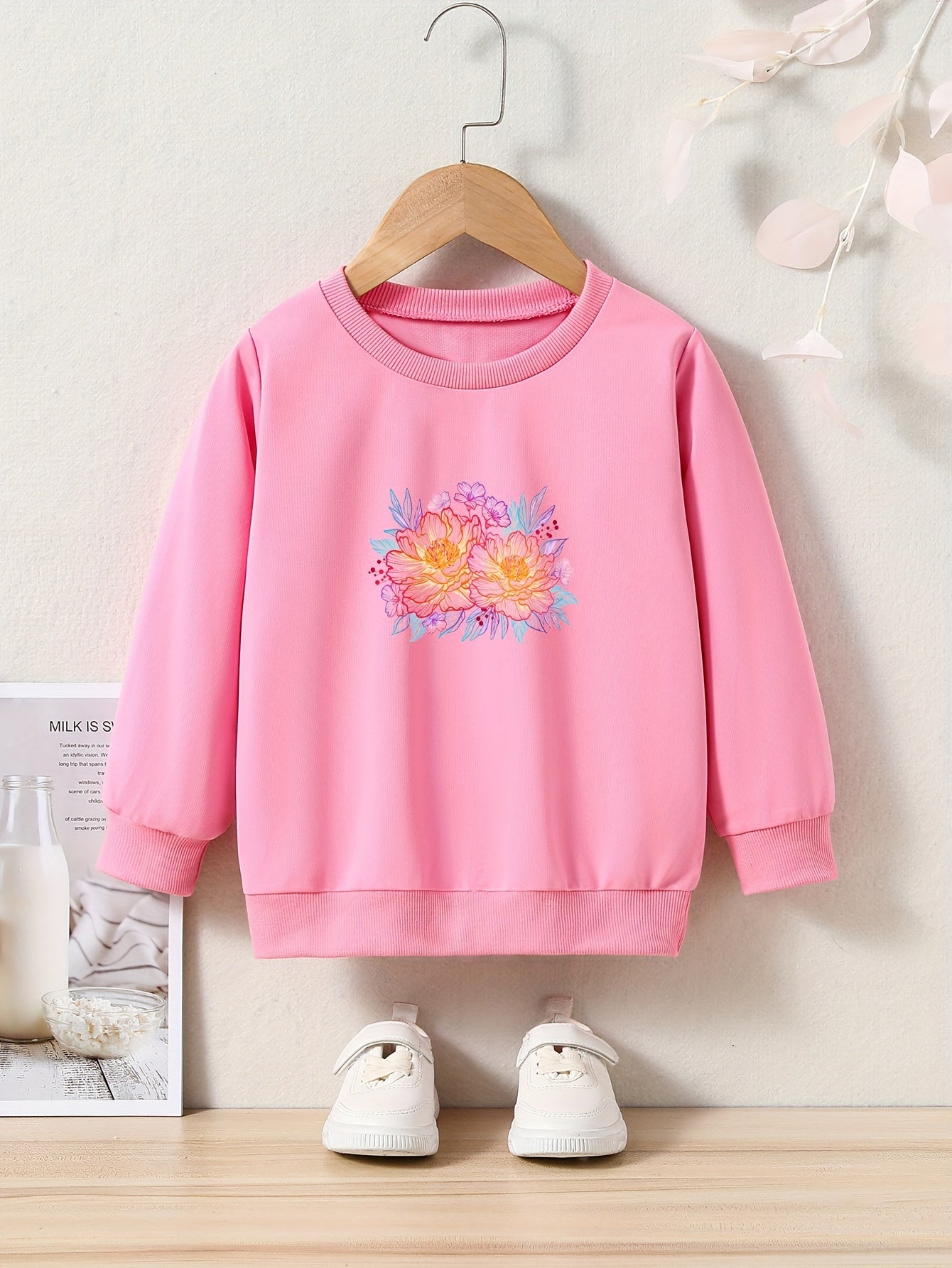 OERYUI Kids Flower Graphic Sweatshirt Comfy Pullover Christmas Gift