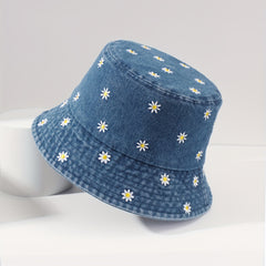 Flower Embroidery Fisherman Hat Bucket for Outing