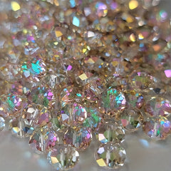 130pcs Glass Crystal Beads Car Wheel Shaped Flat Beads for Jewelry Making