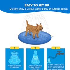 Lizzy Pet Splash Pool & Sprinkler 39in Summer Cooling Pad for Dogs