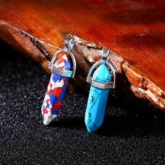 Colorful Pine Stone Hexagonal Column Pendant DIY Jewelry Accessories