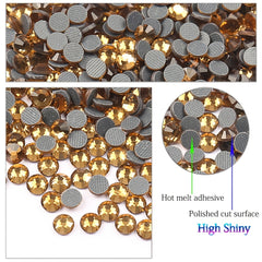 6.5mm Yellow Rhinestones Glitter Glass for Clothes Bags Shoes