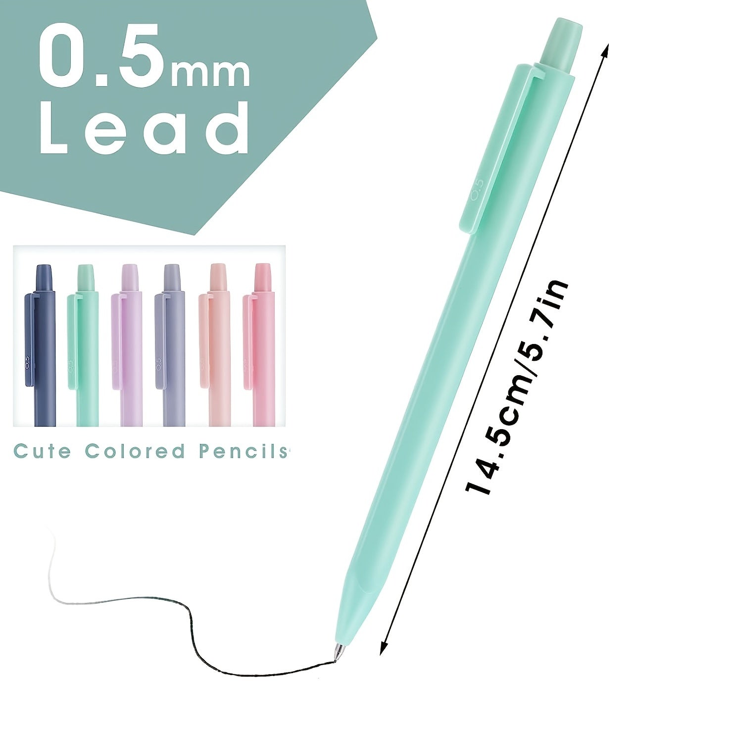Pastel Mechanical Pencil Set 0.5mm Retractable Colored Pencils