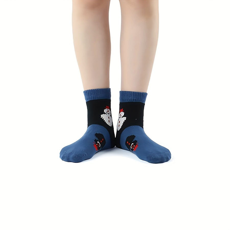 4 Pairs Snowman Print Socks Women's Christmas Crew Stockings