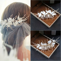 Faux Pearl Hair Comb Head Piece Flower Hair Accessories For Women