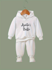 Girls Activewear Set Auntie's Bestie Graphic 2pcs Set Spring Fall Sports