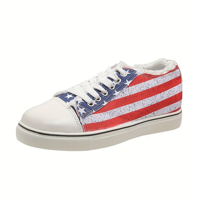 Star Pattern Canvas Shoes Women's Casual Lace Up Flat Outdoor Shoes